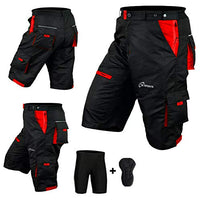 3S Sports Men's Cycling Shorts CoolMax Padded Liner Cycle MTB Bike Road Off Road Bicycle Short Pants with Pockets for Biking Running Shorts
