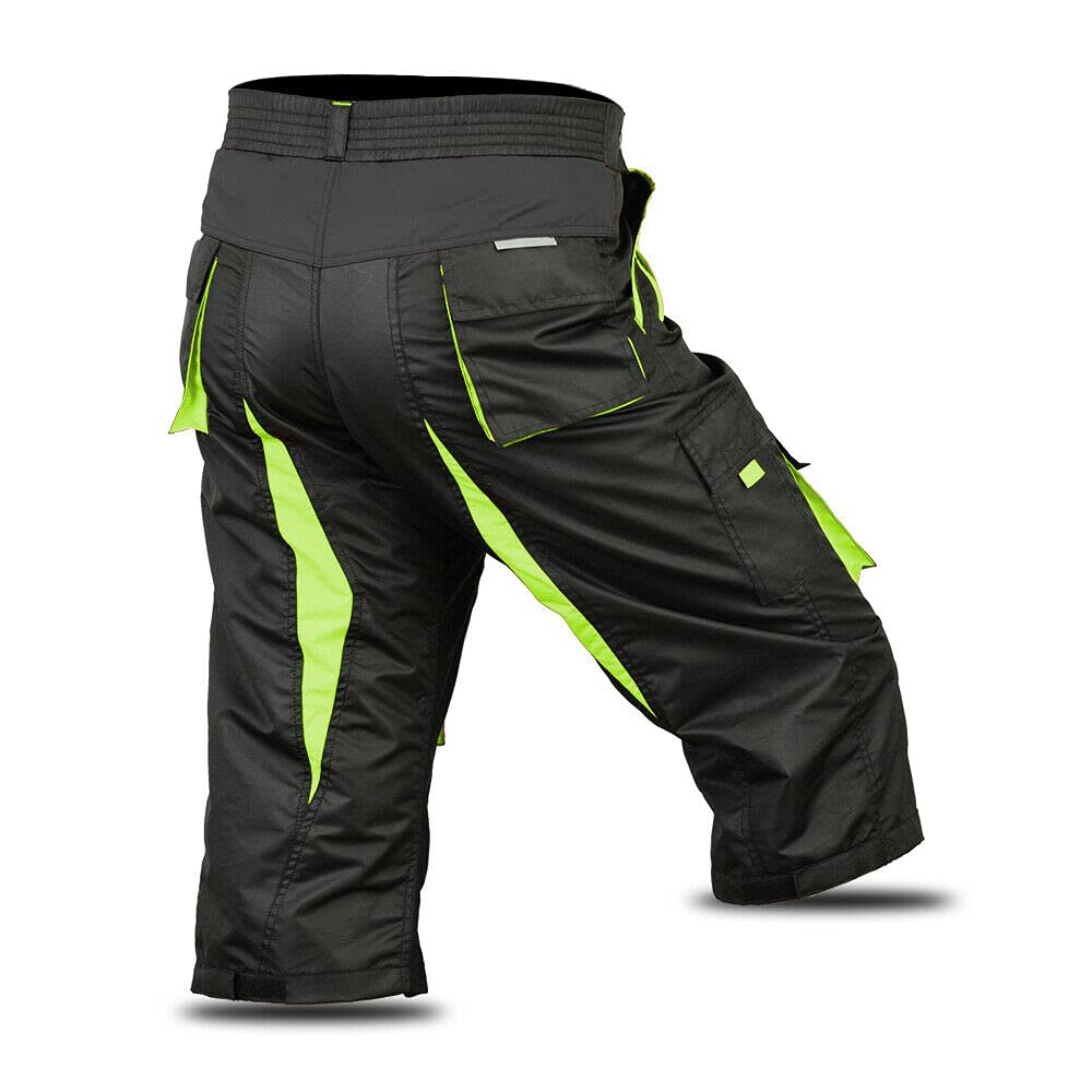 3S Sports Unisex Cycling 3/4 Shorts Mountain MTB Bike Downhill Biking Running Short Pant with Multi Pockets