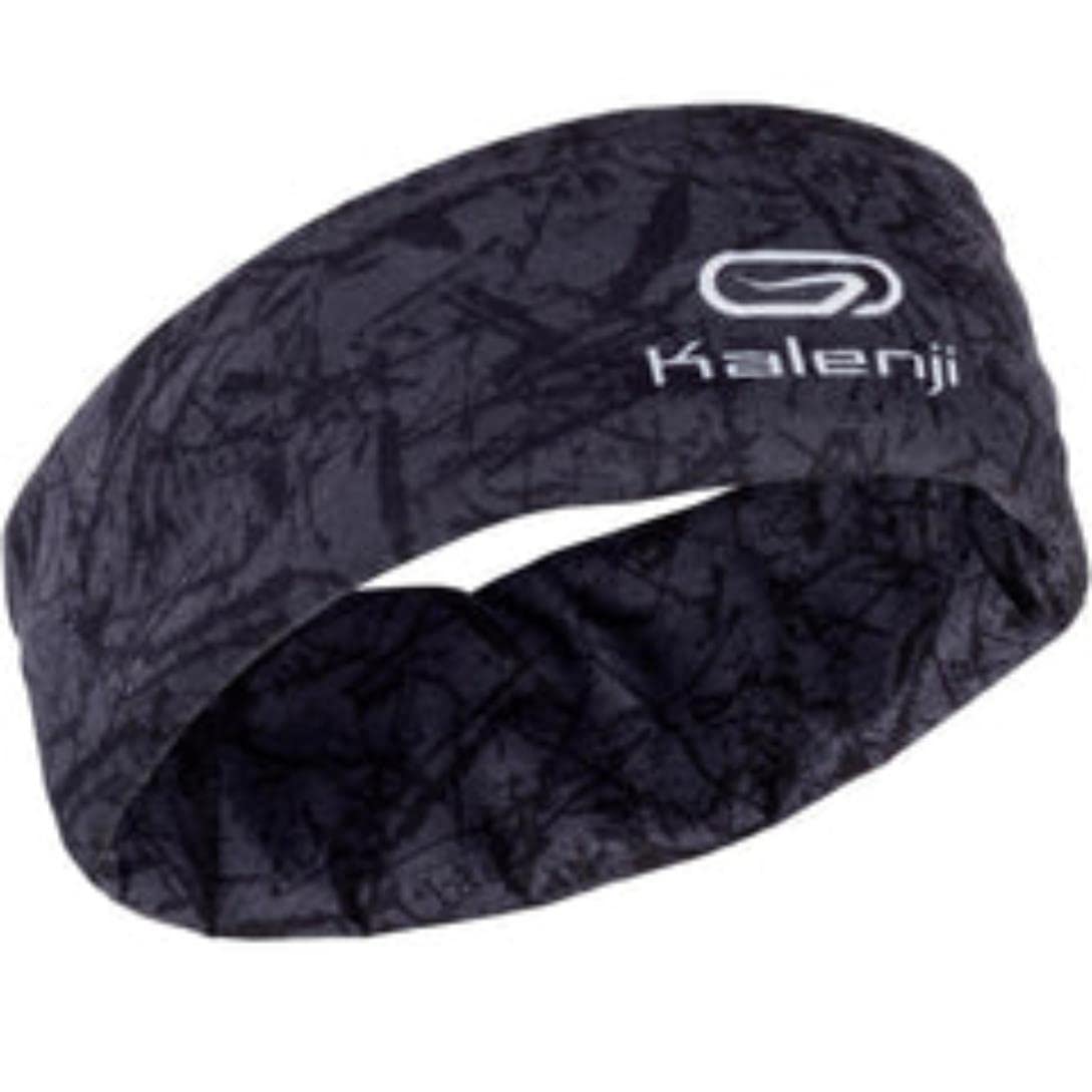 Kalenji MULTIPURPOSE RUNNING HEADBAND - CARBON GREY/BLACK PRINT