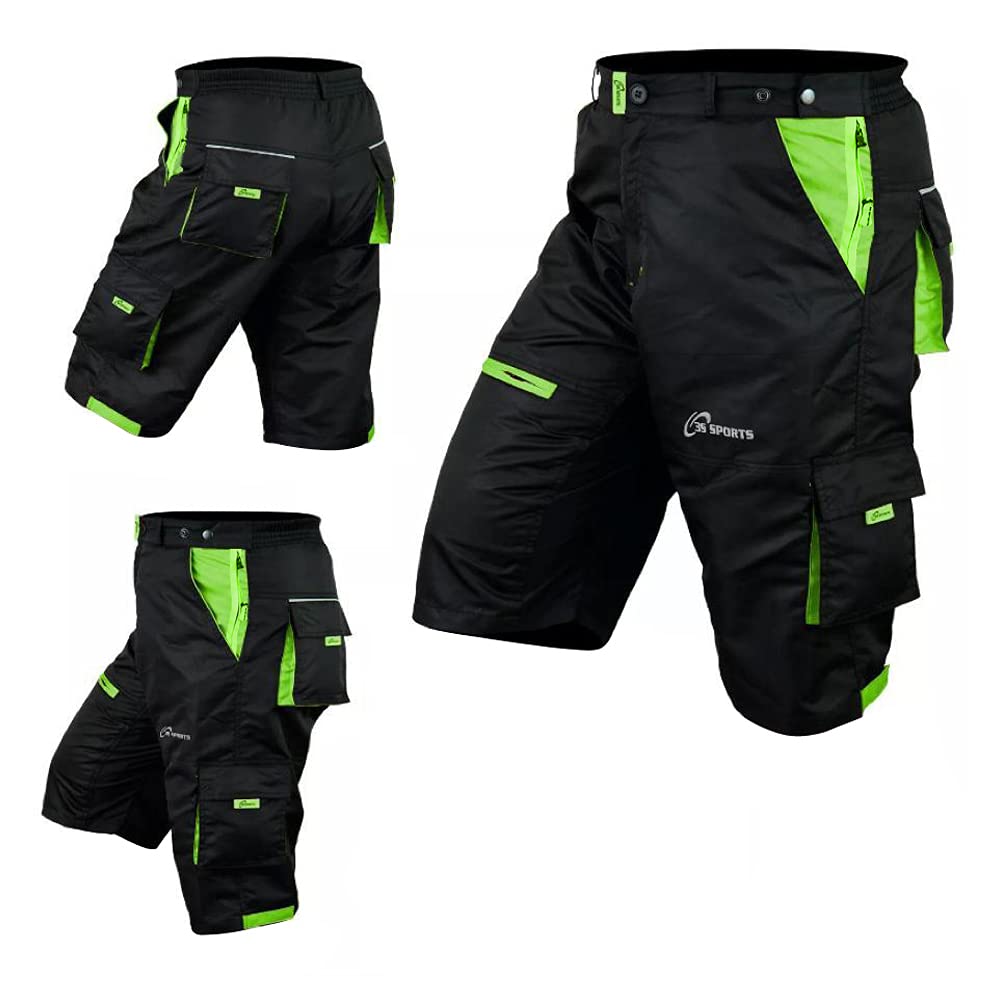 3S Sports Men's Cycling Shorts CoolMax Padded Liner Cycle MTB Bike Road Off Road Bicycle Short Pants with Pockets for Biking Running Shorts