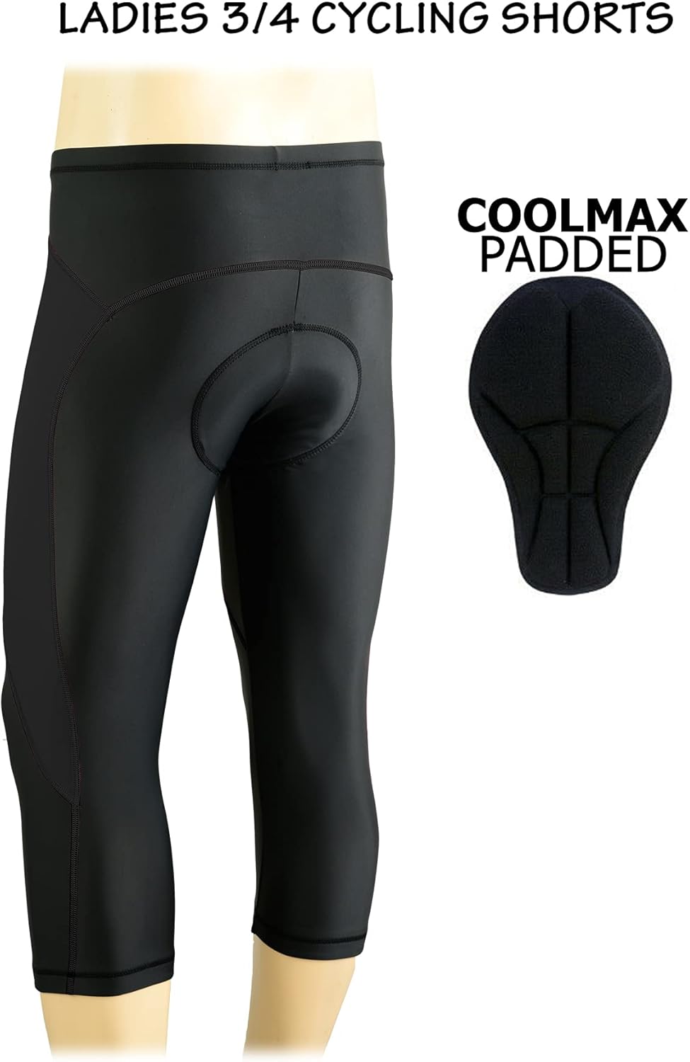 3S SPORTS Women's Cycling 3/4 Tights Padded Shorts Leggings Sportswear Bicycle Bottom Capris Pants for Exercise Bike Riding Running Gym Sports