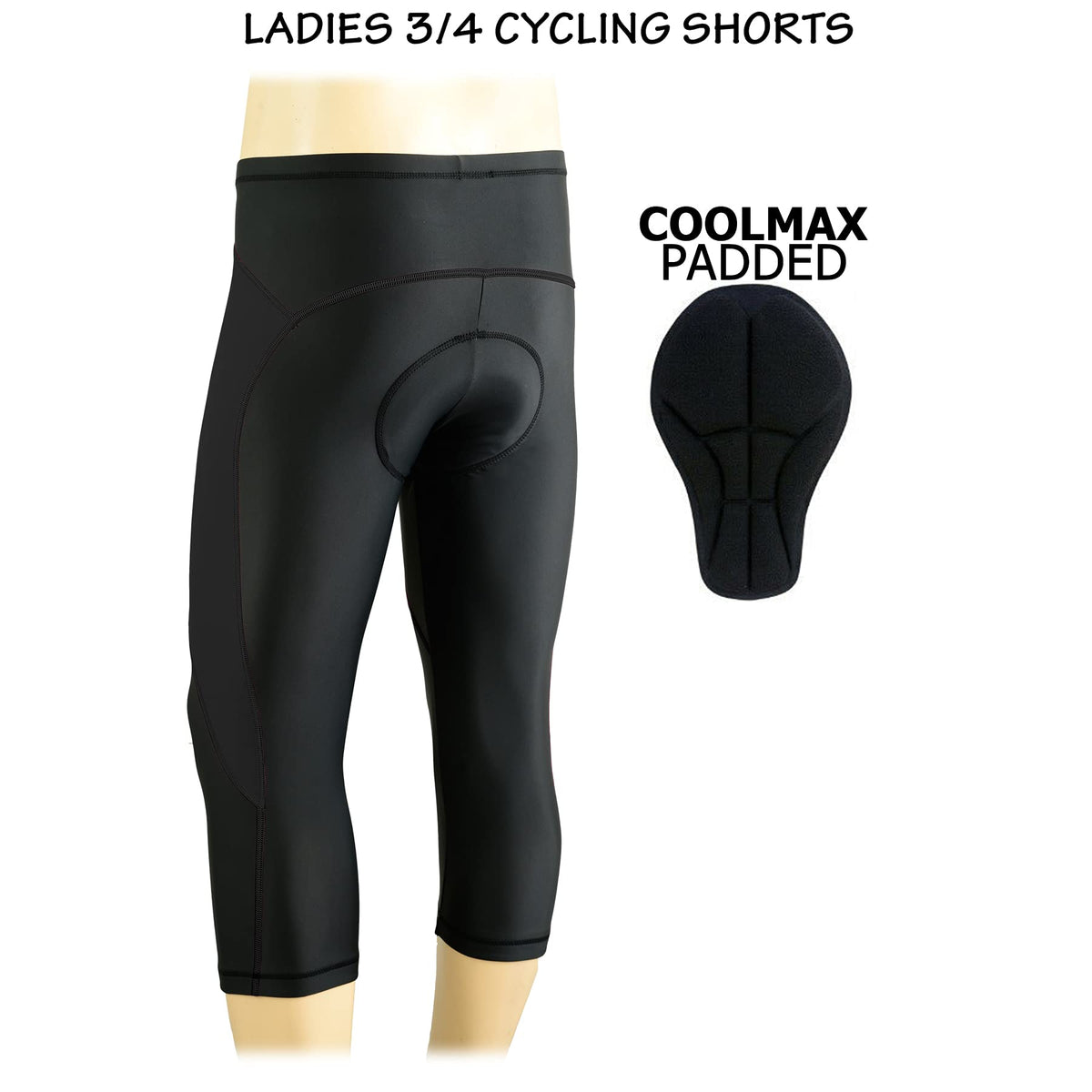 3S SPORTS Women's Cycling 3/4 Tights Padded Shorts Leggings Sportswear Bicycle Bottom Capris Pants for Exercise Bike Riding Running Gym Sports