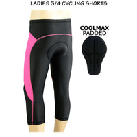 3S SPORTS Women's Cycling 3/4 Tights Padded Shorts Leggings Sportswear Bicycle Bottom Capris Pants for Exercise Bike Riding Running Gym Sports