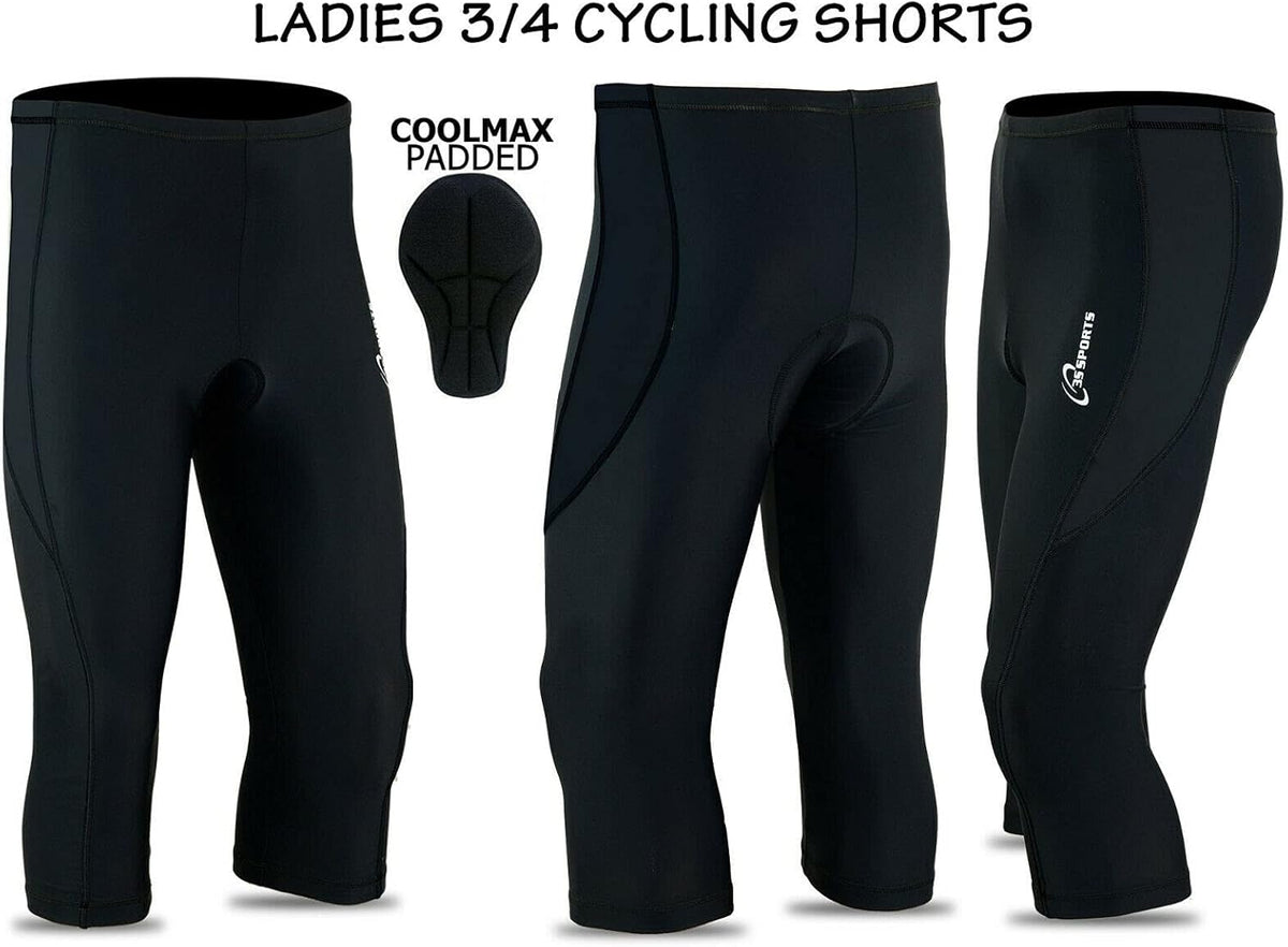 3S Sports Women's Cycling Tights 3/4 Cool Max Anti Bac Padded Shorts Leggings Sports Bicycle Pants for Ladies