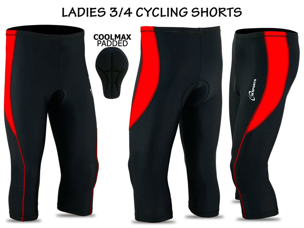 3S Sports Women's Cycling Tights 3/4 Cool Max Anti Bac Padded Shorts Leggings Sports Bicycle Pants for Ladies