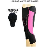 3S SPORTS Women's Cycling 3/4 Tights Padded Shorts Leggings Sportswear Bicycle Bottom Capris Pants for Exercise Bike Riding Running Gym Sports