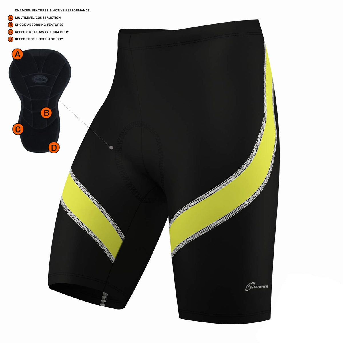 Mens Cycling Shorts Coolmax Anti-Bac Padding Lightweight Cycle Short