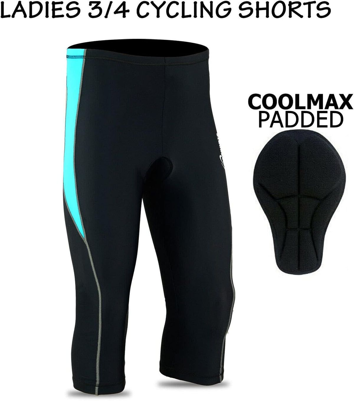3S Sports Women's Cycling Tights 3/4 Cool Max Anti Bac Padded Shorts Leggings Sports Bicycle Pants for Ladies