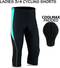 3S Sports Women's Cycling Tights 3/4 Cool Max Anti Bac Padded Shorts Leggings Sports Bicycle Pants for Ladies