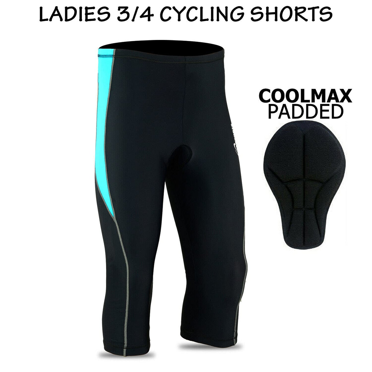 3S Sports Women's Cycling Tights 3/4 Cool Max Anti Bac Padded Shorts Leggings Sports Bicycle Pants for Ladies
