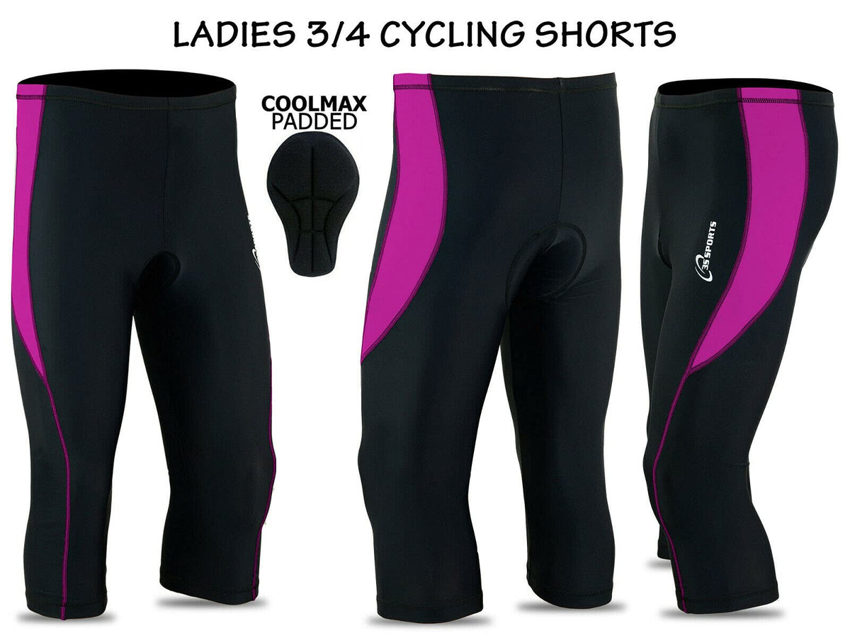 3S Sports Women's Cycling Tights 3/4 Cool Max Anti Bac Padded Shorts Leggings Sports Bicycle Pants for Ladies