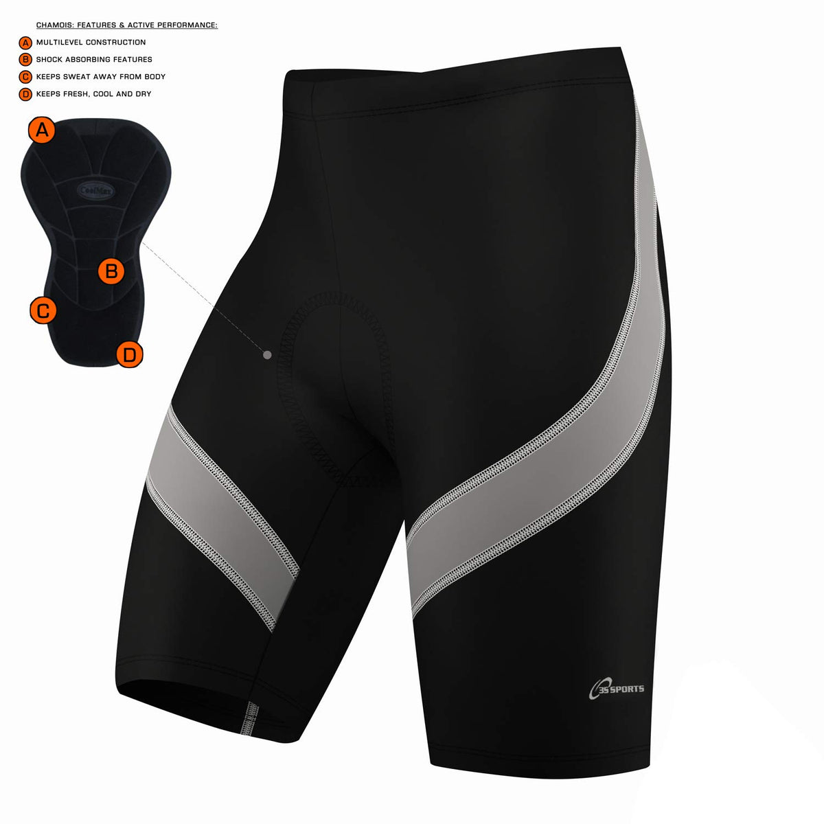 Mens Cycling Shorts Coolmax Anti-Bac Padding Lightweight Cycle Short