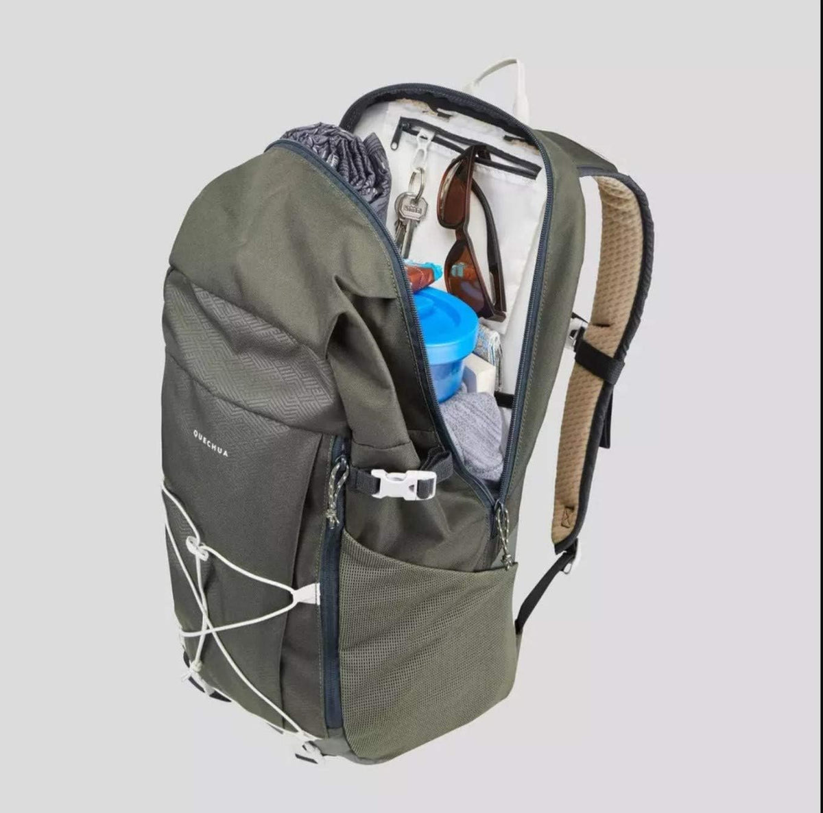 QUECHUA NH100 Natural Hiking Rucksack 30 Litres Khaki