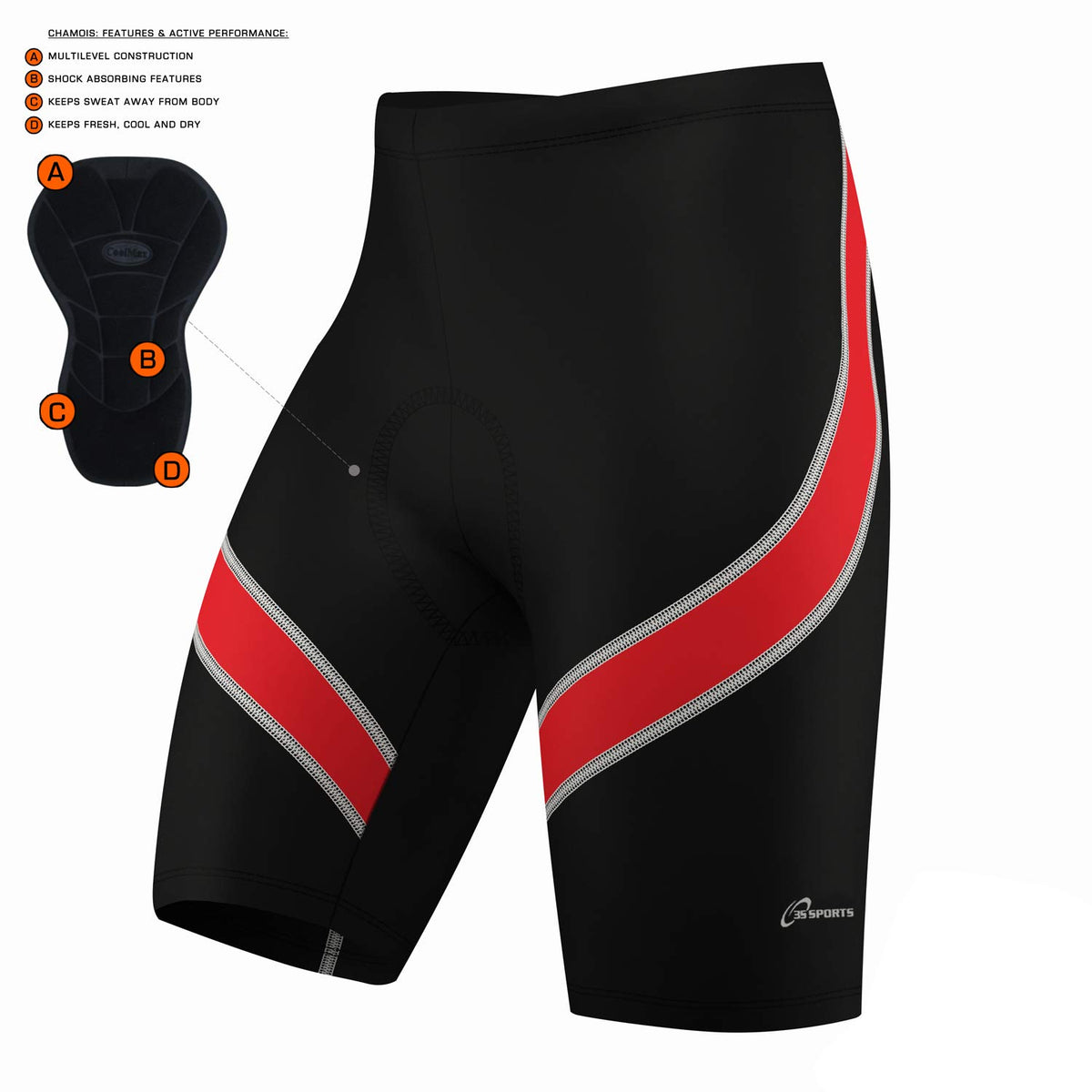 Mens Cycling Shorts Coolmax Anti-Bac Padding Lightweight Cycle Short