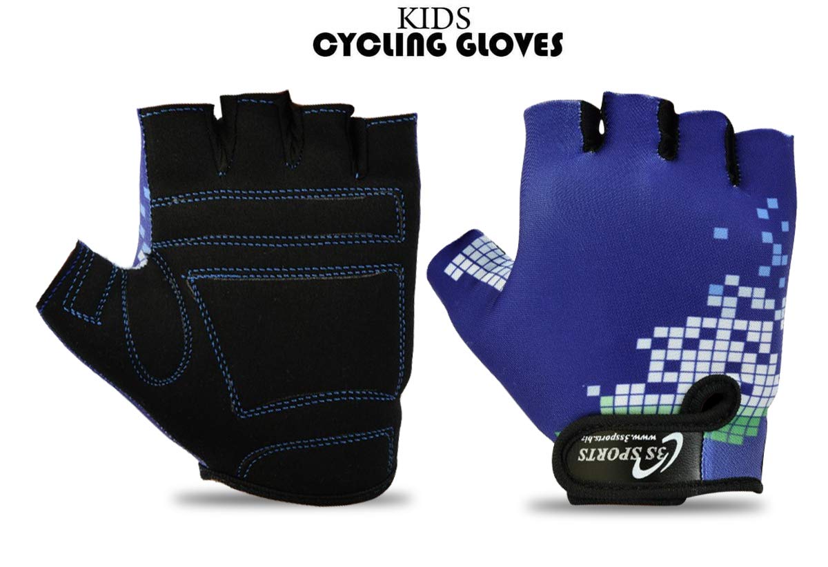 3S Sports Children's Boy's Girl's Cycling Gloves Kids Padded Half Finger Glove Racing Bicycle BMX MTB Bike Sports Mitten