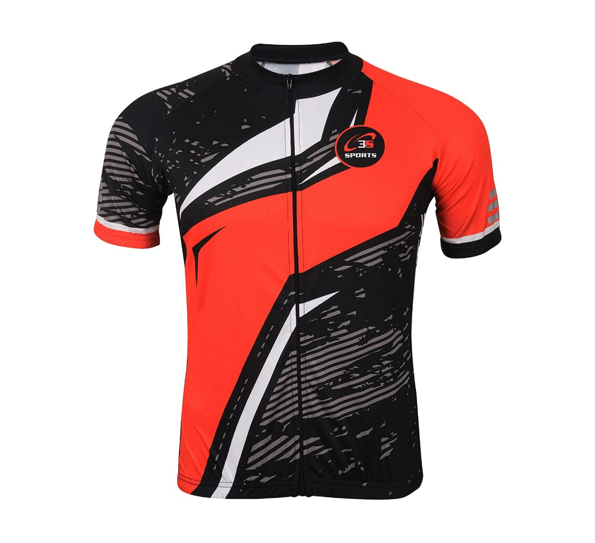3S SPORTS Men's Cycling Jersey Short Sleeves Mountain Bike Shirt MTB Full Zipper Top Slim Fit T-Shirt with Reflectors and Back Pockets for Biking Racing