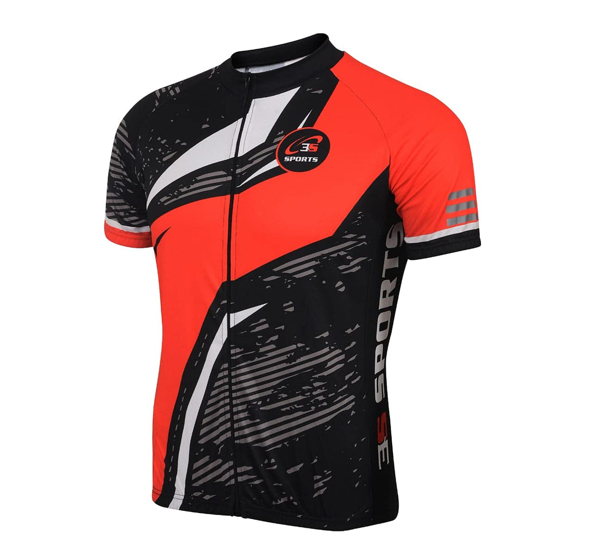 3S SPORTS Men's Cycling Jersey Short Sleeves Mountain Bike Shirt MTB Full Zipper Top Slim Fit T-Shirt with Reflectors and Back Pockets for Biking Racing