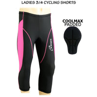 3S SPORTS Women's Cycling 3/4 Tights Padded Shorts Leggings Sportswear Bicycle Bottom Capris Pants for Exercise Bike Riding Running Gym Sports