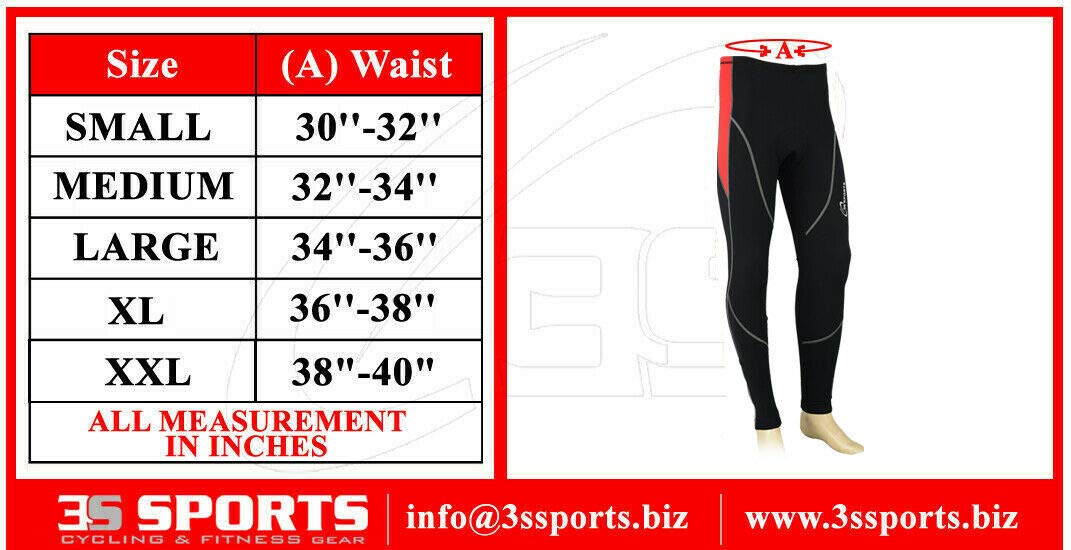 3S Sports Men’s Cycling Tights Padded Leggings Thermal Cold Winter Wear Trousers Cyclist Riding Bike Thermals Bottom Riding Running Biking Sports Pants