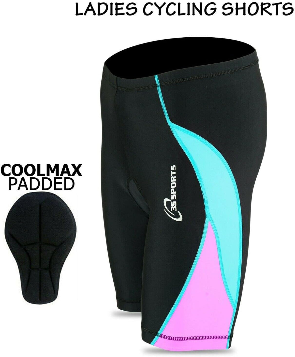 3S SPORTS Women's Cycling Shorts Padded High Waist Leggings Anti-Slip Breathable Adsorbent Lightweight Tights Dancing Walking Running Gym Biker Active Casual Sports Yoga Half Pants for Ladies