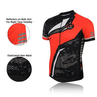 3S SPORTS Men's Cycling Jersey Short Sleeves Mountain Bike Shirt MTB Full Zipper Top Slim Fit T-Shirt with Reflectors and Back Pockets for Biking Racing