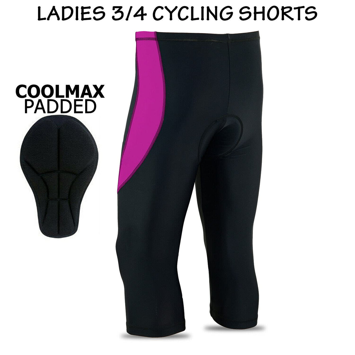 3S Sports Women's Cycling Tights 3/4 Cool Max Anti Bac Padded Shorts Leggings Sports Bicycle Pants for Ladies