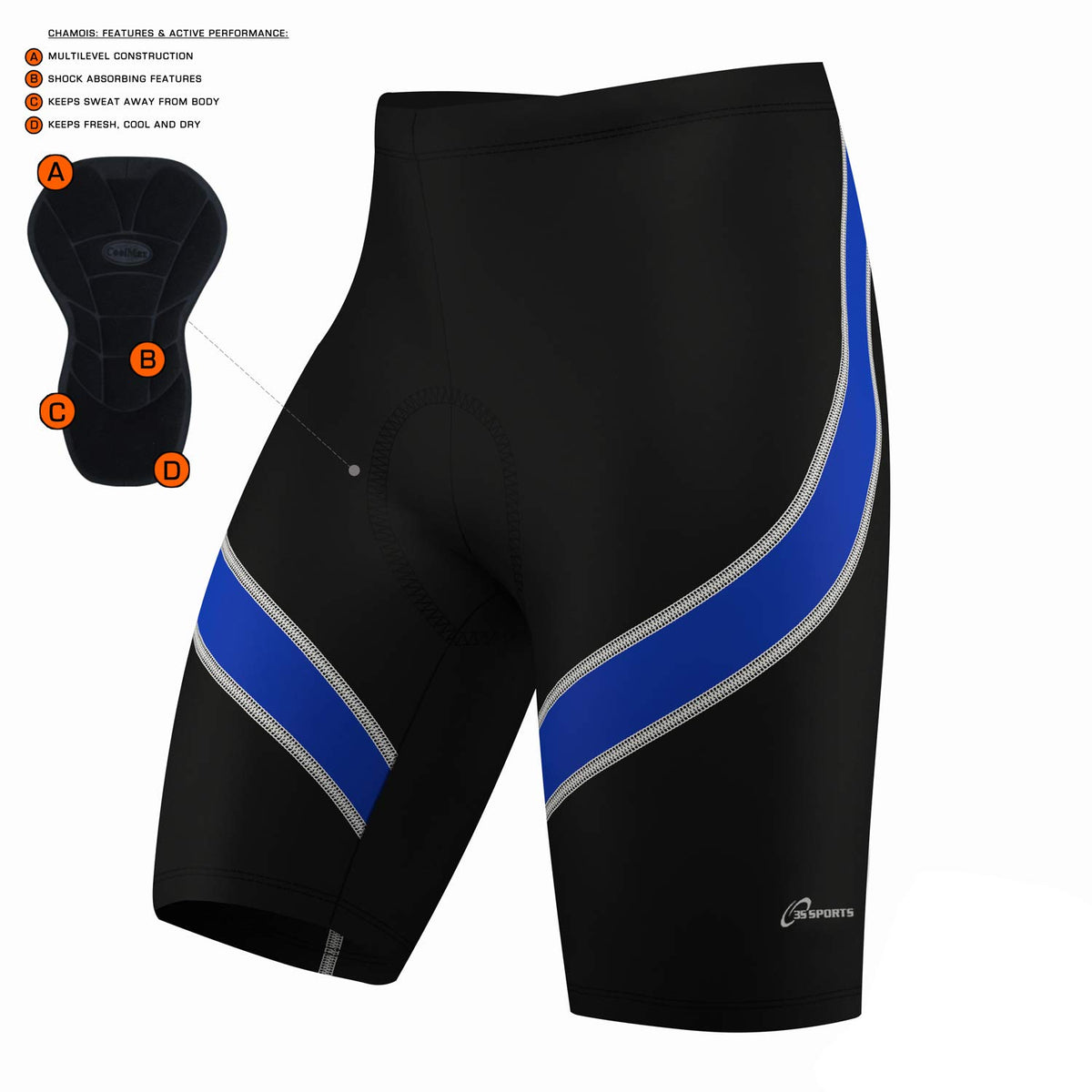 Mens Cycling Shorts Coolmax Anti-Bac Padding Lightweight Cycle Short