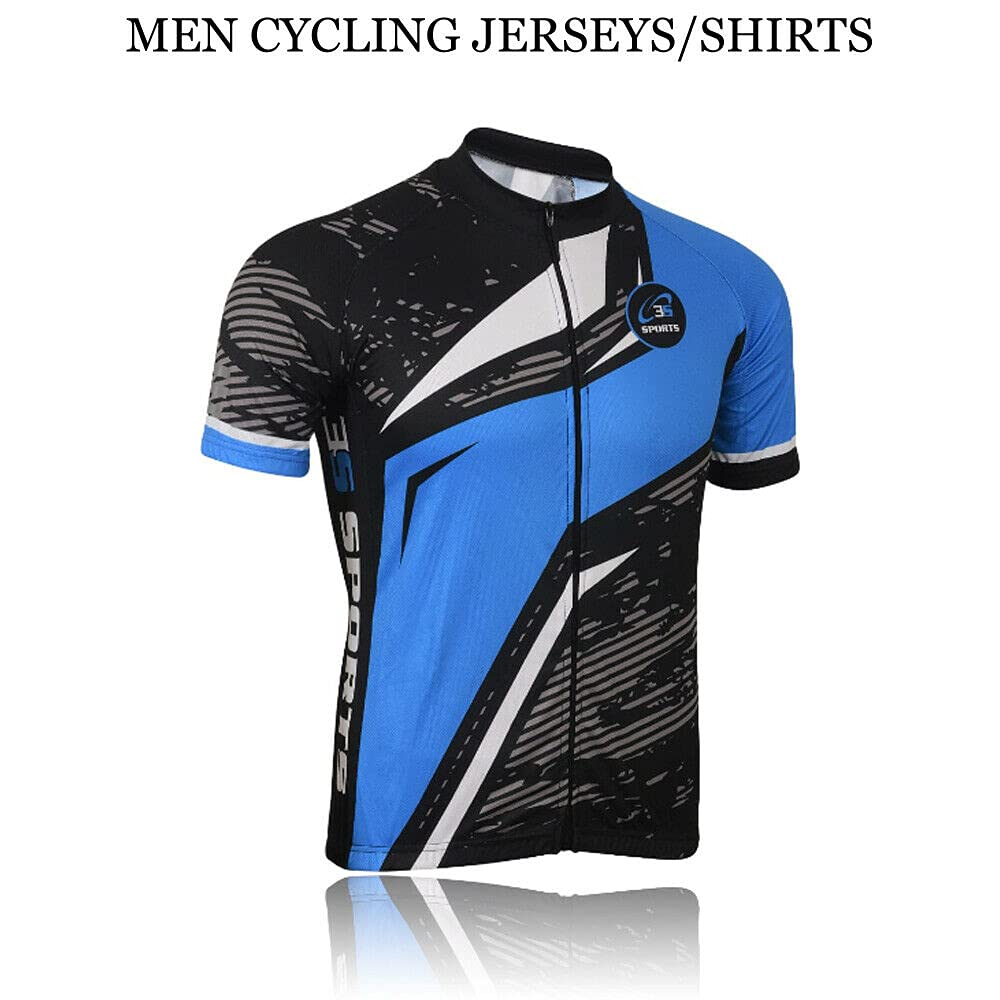 3S SPORTS Men's Cycling Jersey Short Sleeves Mountain Bike Shirt MTB Full Zipper Top Slim Fit T-Shirt with Reflectors and Back Pockets for Biking Racing