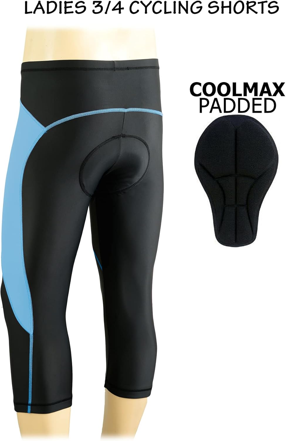 3S SPORTS Women's Cycling 3/4 Tights Padded Shorts Leggings Sportswear Bicycle Bottom Capris Pants for Exercise Bike Riding Running Gym Sports