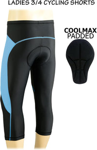 3S SPORTS Women's Cycling 3/4 Tights Padded Shorts Leggings Sportswear Bicycle Bottom Capris Pants for Exercise Bike Riding Running Gym Sports