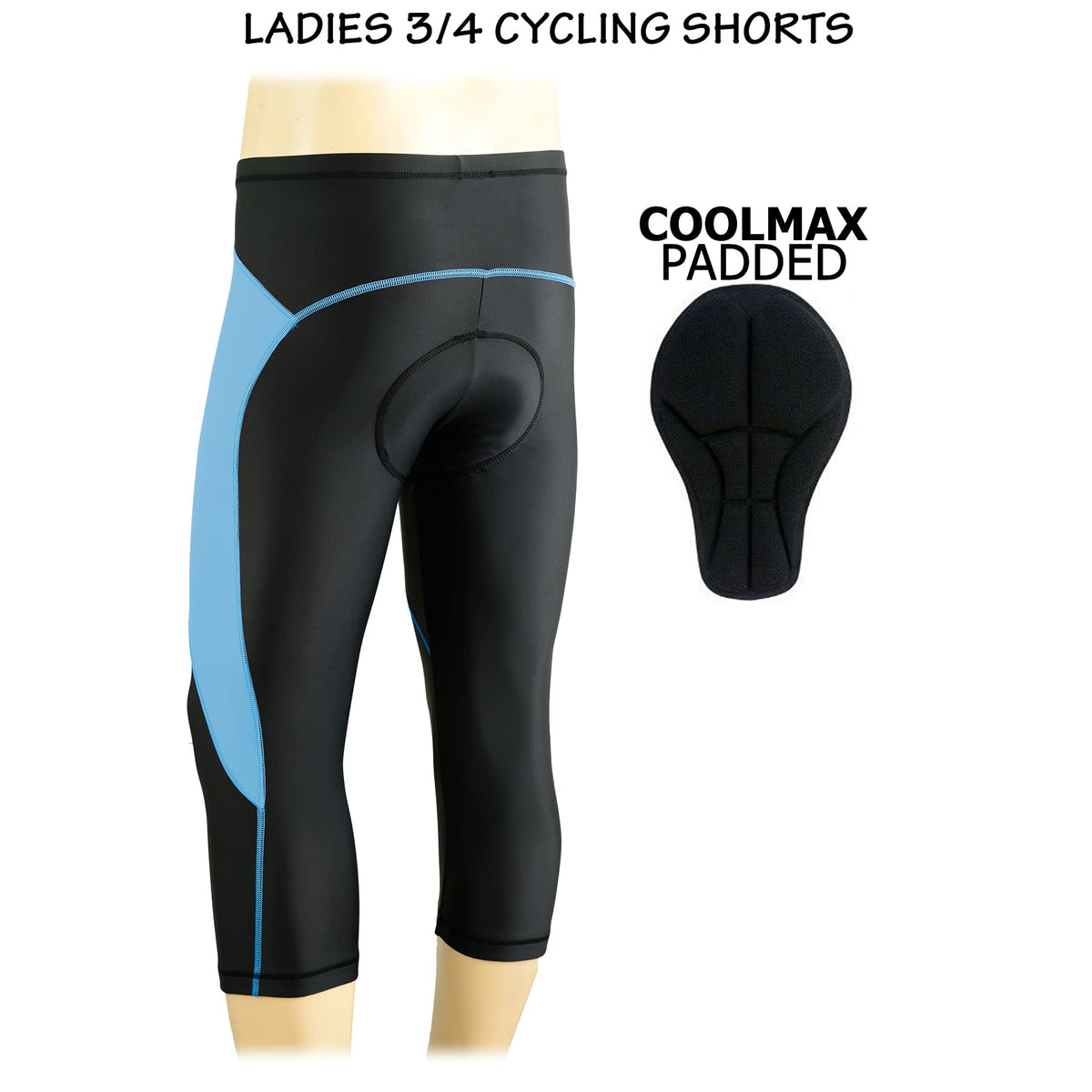 3S SPORTS Women's Cycling 3/4 Tights Padded Shorts Leggings Sportswear Bicycle Bottom Capris Pants for Exercise Bike Riding Running Gym Sports