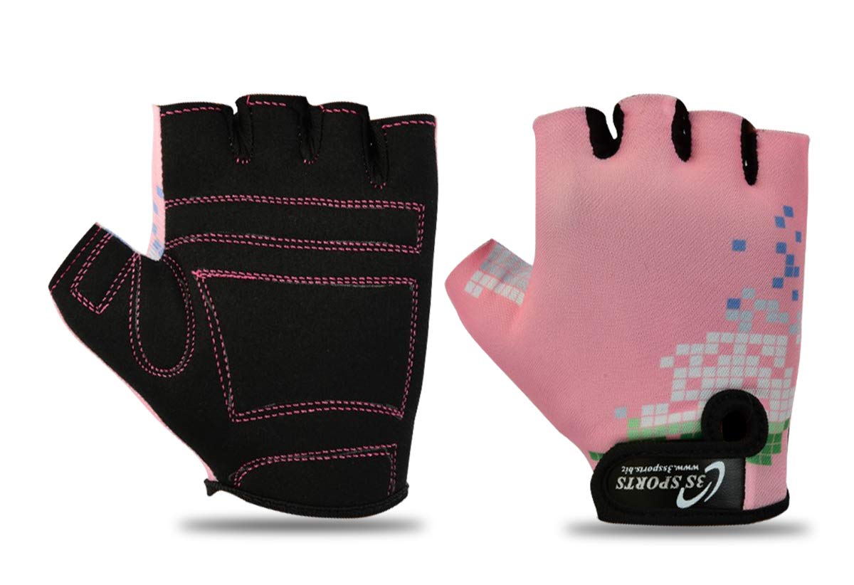 3S Sports Children's Boy's Girl's Cycling Gloves Kids Padded Half Finger Glove Racing Bicycle BMX MTB Bike Sports Mitten