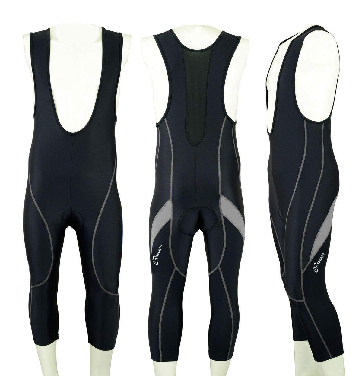 Z Sports Men's Cycling Bib Shorts Bike Tights Coolmax Padded 3/4 Bibs with Reflective Logo for Biking Sports Racing