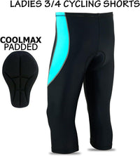 3S Sports Women's Cycling Tights 3/4 Cool Max Anti Bac Padded Shorts Leggings Sports Bicycle Pants for Ladies