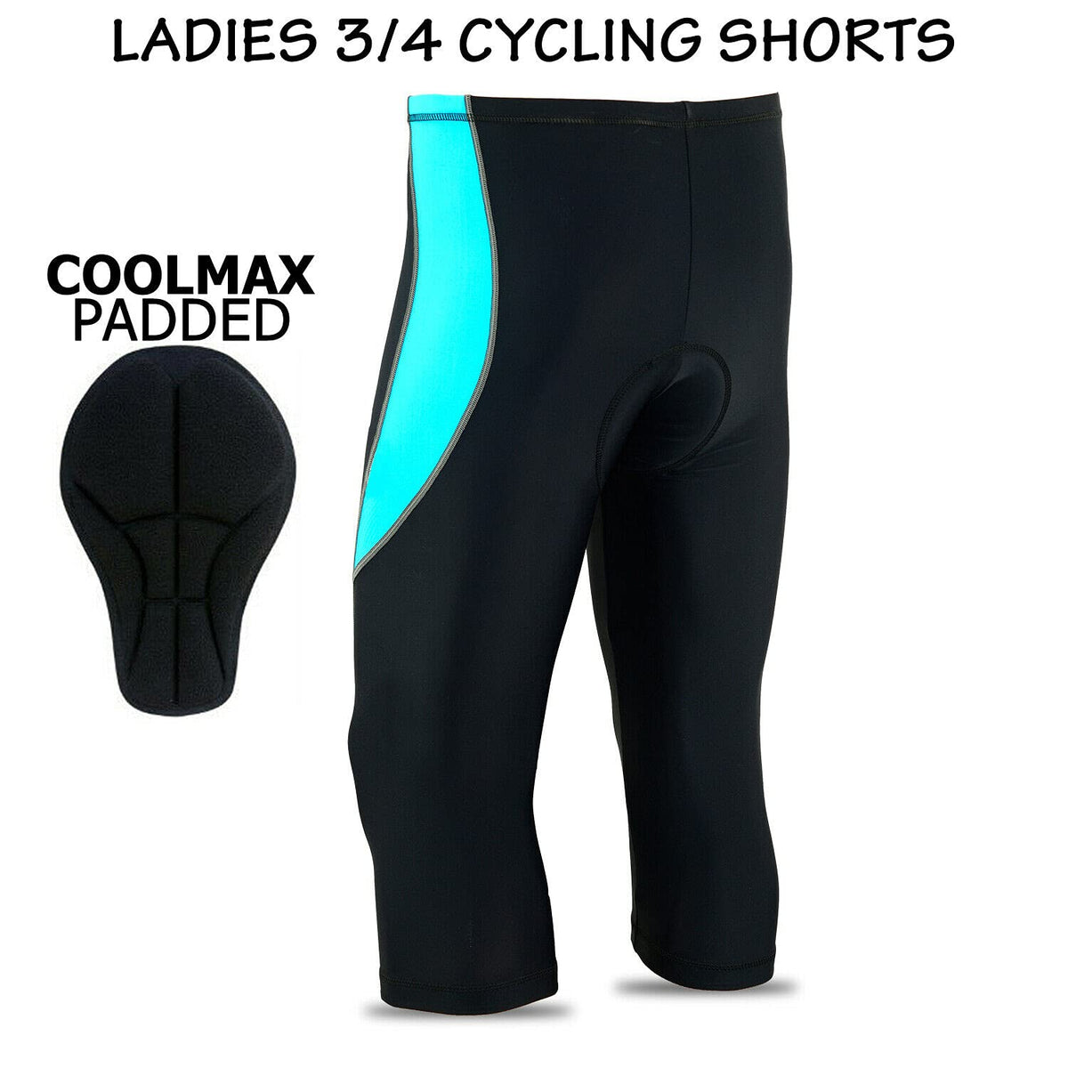 3S Sports Women's Cycling Tights 3/4 Cool Max Anti Bac Padded Shorts Leggings Sports Bicycle Pants for Ladies