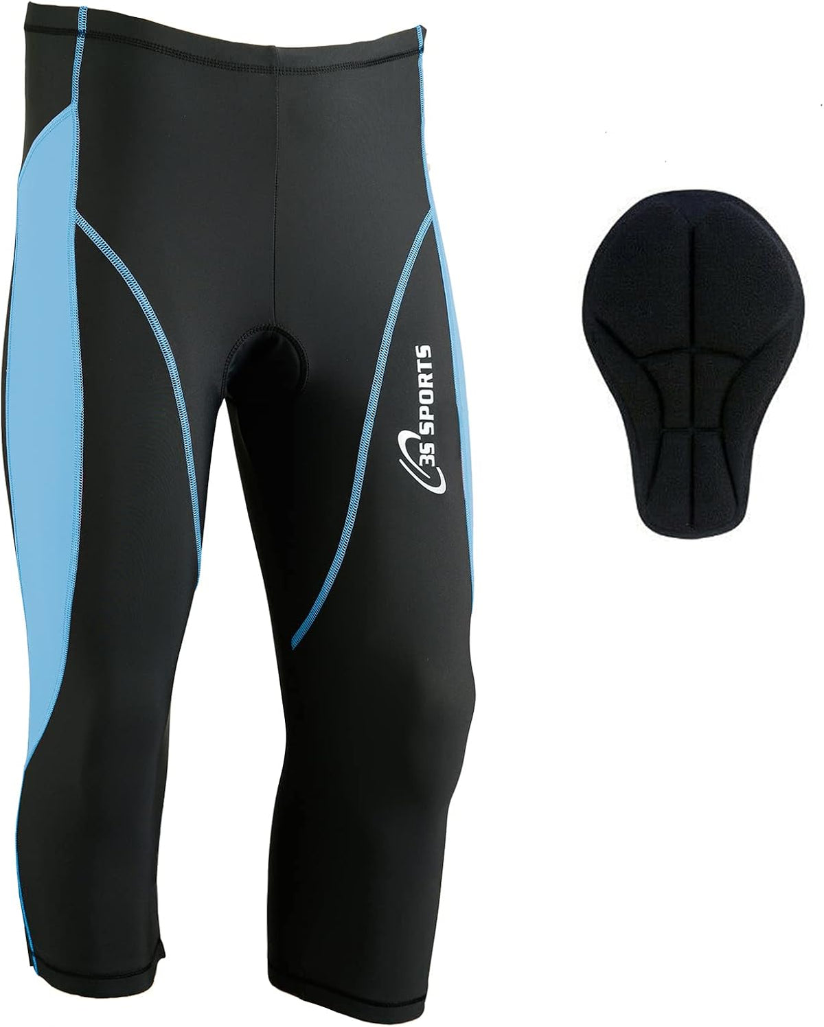3S SPORTS Women's Cycling 3/4 Tights Padded Shorts Leggings Sportswear Bicycle Bottom Capris Pants for Exercise Bike Riding Running Gym Sports