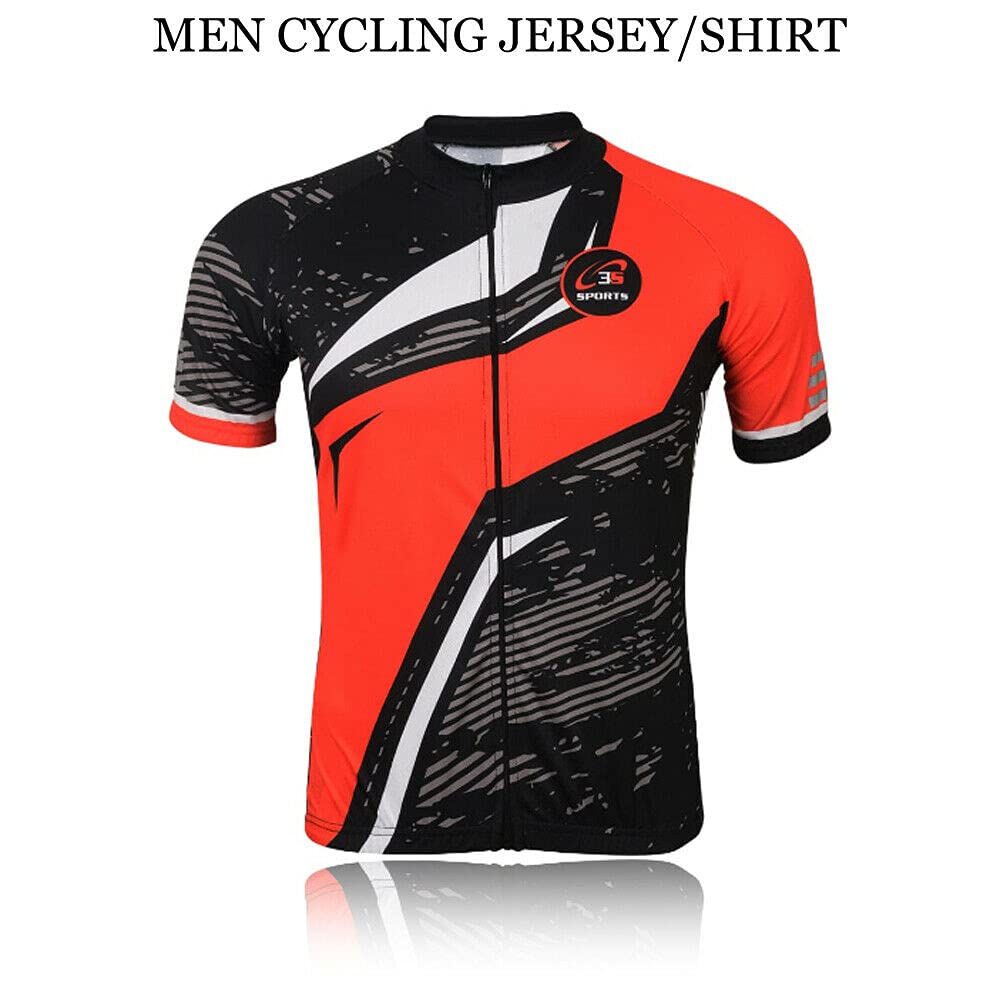 3S SPORTS Men's Cycling Jersey Short Sleeves Mountain Bike Shirt MTB Full Zipper Top Slim Fit T-Shirt with Reflectors and Back Pockets for Biking Racing