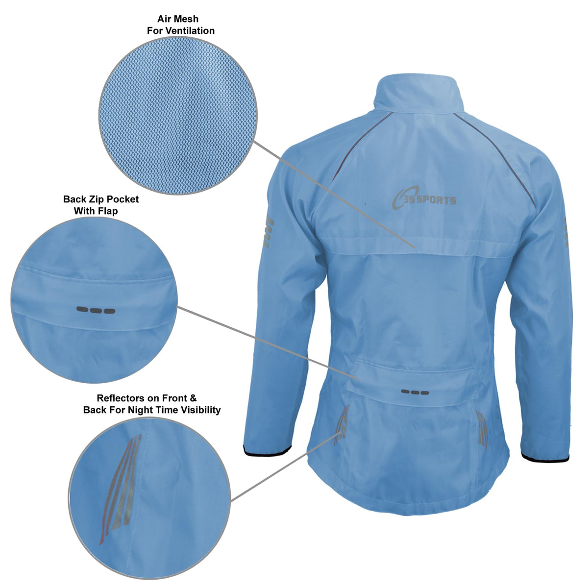 3S SPORTS Ladies Cycling Rain Waterproof Jacket Woman Hi-Visibility Cycle Running Top Coat