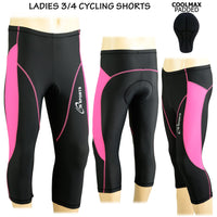 3S SPORTS Women's Cycling 3/4 Tights Padded Shorts Leggings Sportswear Bicycle Bottom Capris Pants for Exercise Bike Riding Running Gym Sports