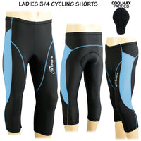 3S SPORTS Women's Cycling 3/4 Tights Padded Shorts Leggings Sportswear Bicycle Bottom Capris Pants for Exercise Bike Riding Running Gym Sports