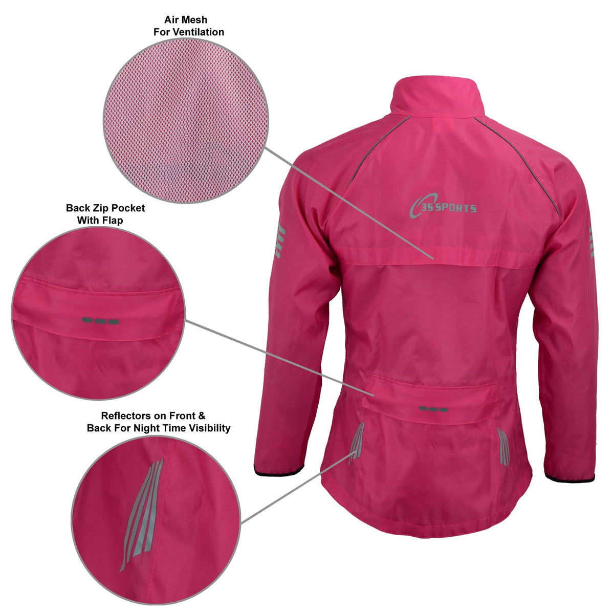 3S SPORTS Ladies Cycling Rain Waterproof Jacket Woman Hi-Visibility Cycle Running Top Coat