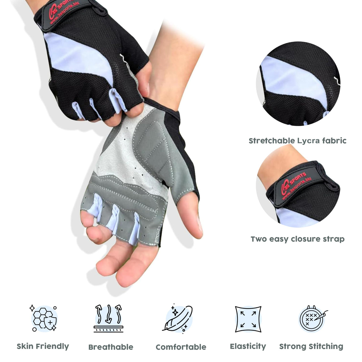 3S SPORTS Men's Cycling Gloves Gel Padded Bicycle Fingerless Half Finger Cycle Bike Gloves