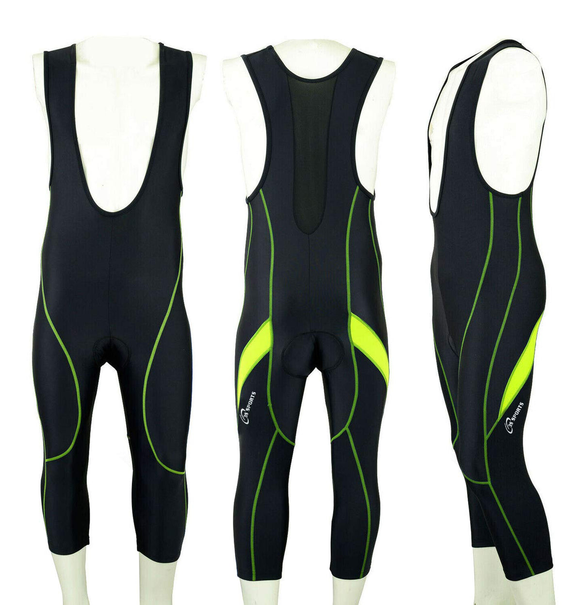Z Sports Men's Cycling Bib Shorts Bike Tights Coolmax Padded 3/4 Bibs with Reflective Logo for Biking Sports Racing