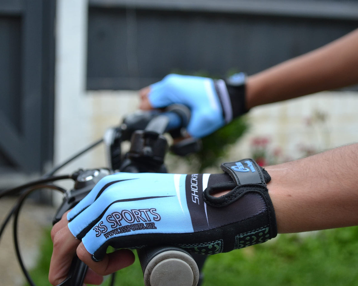 3S Sports Kids Cycling Half Finger Gloves Bicycle Mountain Bike Riding Outdoor Sports Short Fingers Glove Camping Hiking Climbing Mittens For Boys & Girls