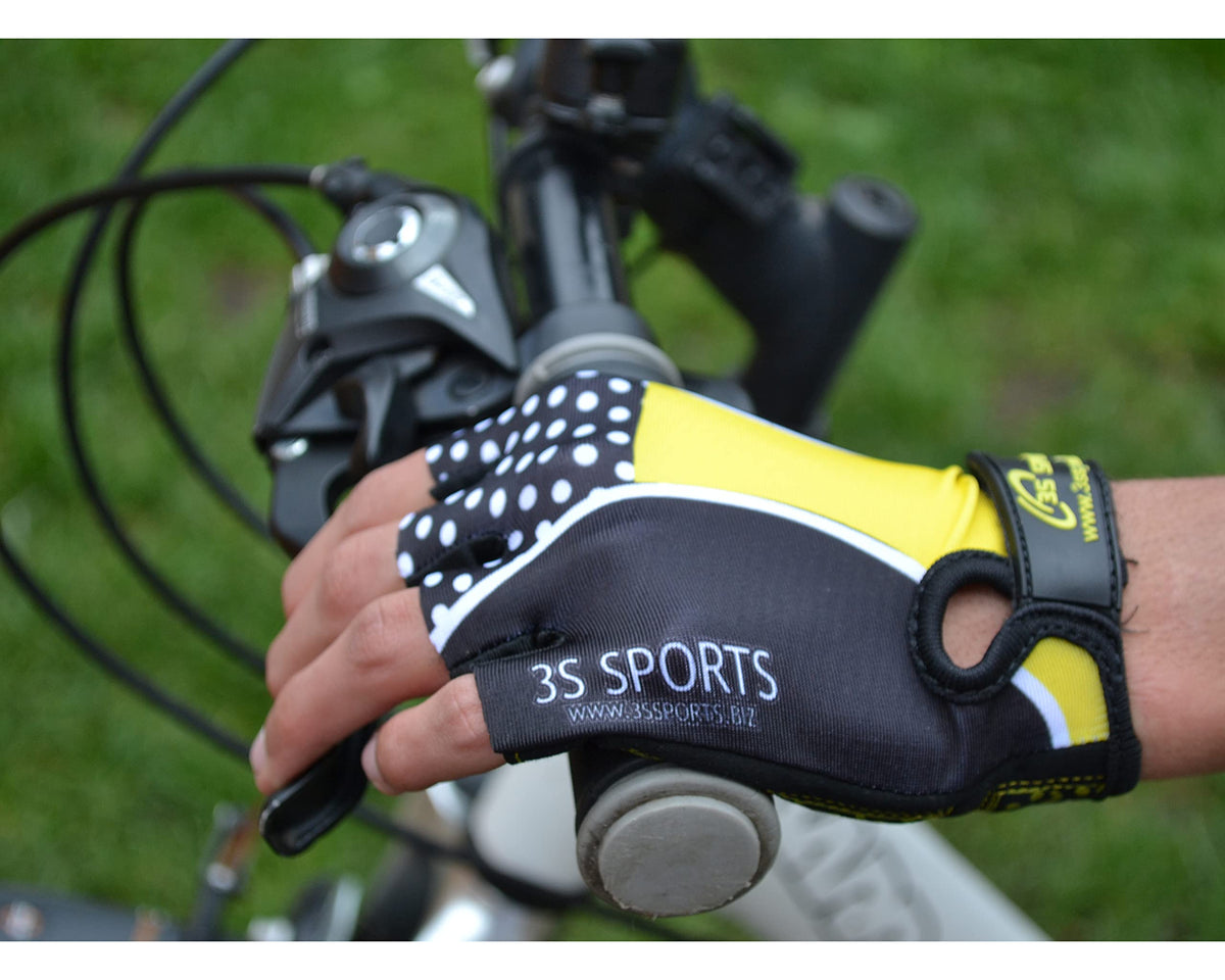 3S Sports Kids Padded Cycling Gloves Half Finger Mountain Bike Road MTB Biker Glove Cycle Bicycle BMX Riding Sports Outdoor Activities Sportswear Mitten for Boys and Girls