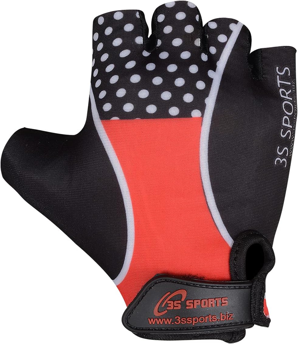 3S Sports Kids Padded Cycling Gloves Half Finger Mountain Bike Road MTB Biker Glove Cycle Bicycle BMX Riding Sports Outdoor Activities Sportswear Mitten for Boys and Girls