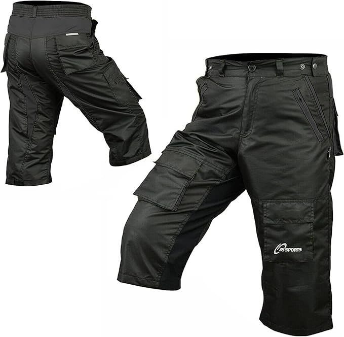 3S Sports Unisex Cycling 3/4 Shorts Mountain MTB Bike Downhill Biking Running Short Pant with Multi Pockets