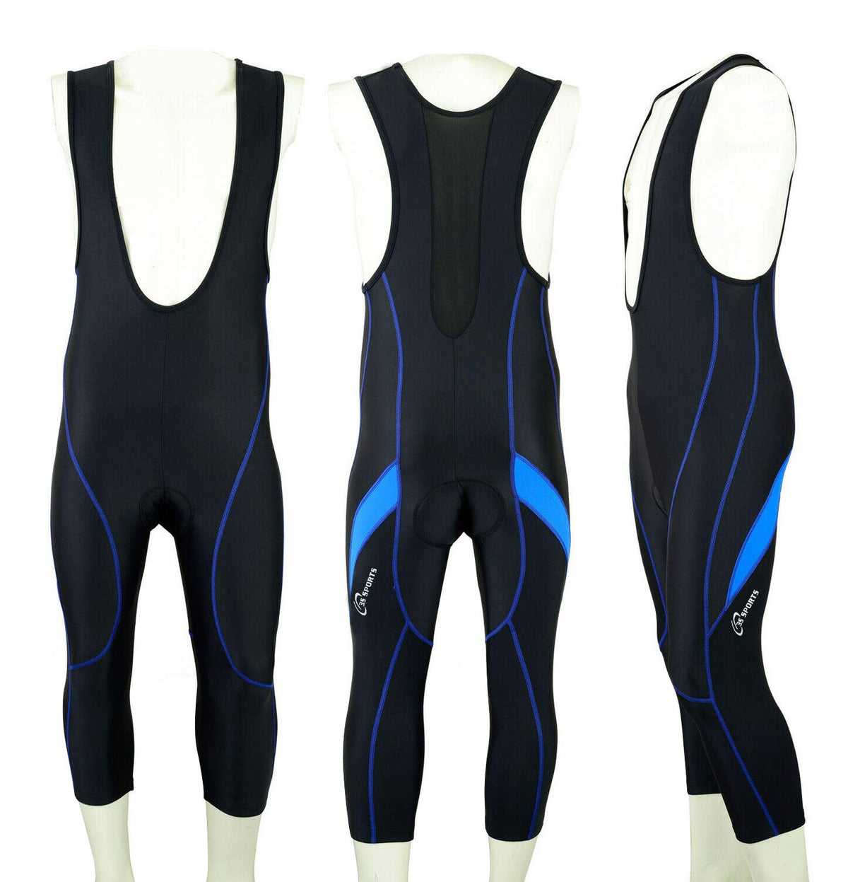 Z Sports Men's Cycling Bib Shorts Bike Tights Coolmax Padded 3/4 Bibs with Reflective Logo for Biking Sports Racing