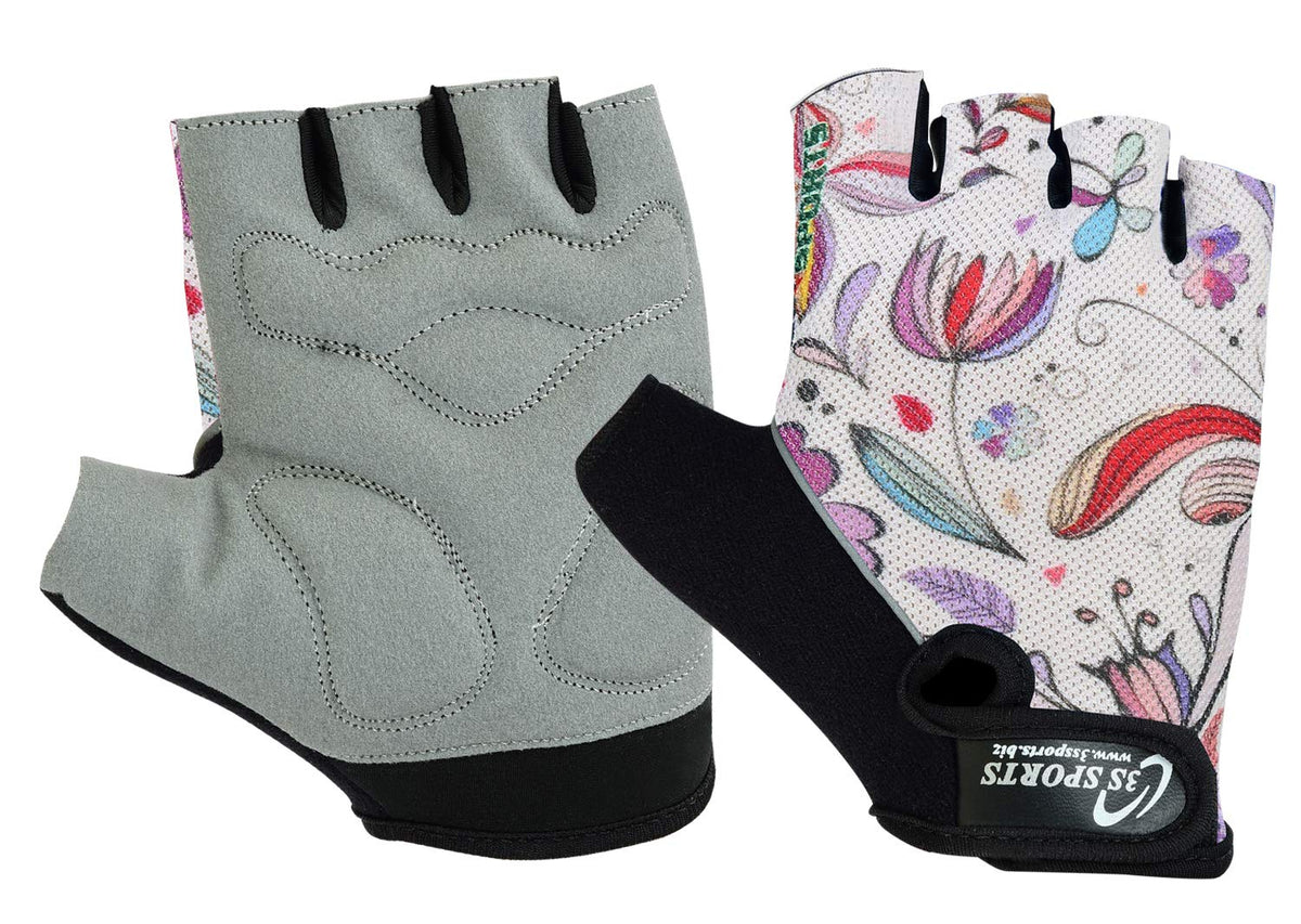 3S Sports Women's Cycling Gloves Bicycle Half Finger Gel Padded Anti-Slip Fingerless Sports Glove For Ladies