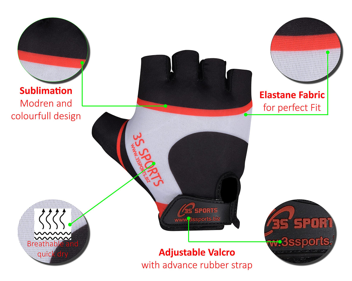 3S Sports Children's Girl's Boy's Padded Cycling Gloves Half Fingers Sportswear Glove for Bicycle Skating Skateboard Road Mountain Biking